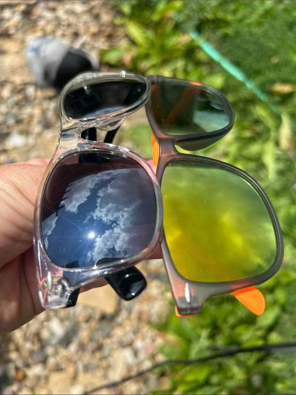 i-gogs Kids Sunglasses - Two Pair - Clear Frame & Orange Frame Mirrored Lenses
